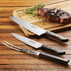 Tramontina Churrasco BBQ 3 Pc Chef Knives And Grill Fork Set