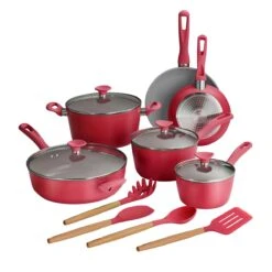 Tramontina 14 Pc Ceramic Induction-Ready Cookware Set - Red -1 80110034IXM001G