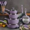 Tramontina 14 Pc Ceramic Induction-Ready Cookware Set - Purple -1 80110037PRM001G