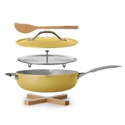 Tramontina All In One Plus Pan, 5 Qt Ceramic Non Stick - Mustard Yellow -1 80110082IXM001G