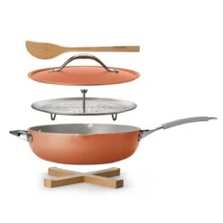 Tramontina All In One Plus Pan, 5 Qt Ceramic Non Stick - Persimmon Orange -1 80110084IXM001G