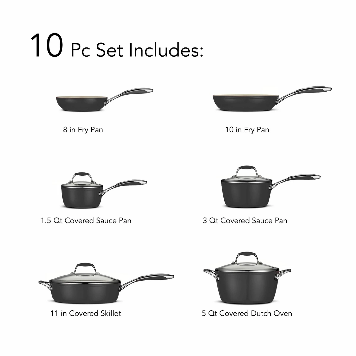 Tramontina 10 Pc Ceramic Cookware Set - Black 5 Tramontina 10 Pc Ceramic Cookware Set - Black - Image 3