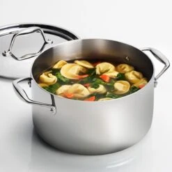 Tramontina 6 Qt Tri-Ply Clad Stainless Steel Covered Sauce Pot