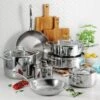 Tramontina Tri-Ply Clad 12 Pc Stainless Steel Cookware Set With Glass Lids