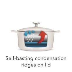 Tramontina 5.5 Qt Enameled Cast-Iron Series 1000 Covered Round Dutch Oven - Matte White -1 80131035IXI004G