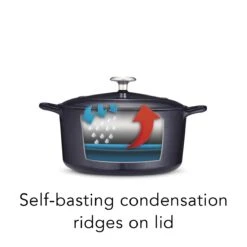 Tramontina 5.5 Qt Enameled Cast-Iron Series 1000 Covered Round Dutch Oven - Dark Blue -1 80131038IXI004G