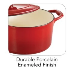 Tramontina 3.5 Qt Enameled Cast-Iron Series 1000 Covered Round Dutch Oven - Gradated Red -1 80131046IXI001G