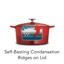 Tramontina 6.5 Qt Enameled Cast-Iron Series 1000 Covered Round Dutch Oven - Gradated Red -1 80131048IXI004G