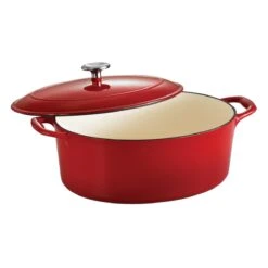 Tramontina 7 Qt Enameled Cast-Iron Series 1000 Covered Oval Dutch Oven - Gradated Red -1 80131052PDM001G