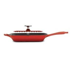 Tramontina 11 In Enameled Cast-Iron Series 1000 Grill Pan With Press - Gradated Red -1 80131059IXM002G