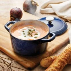 Tramontina 24 Oz Enameled Cast-Iron Series 1000 Covered Small Cocotte - Gradated Cobalt