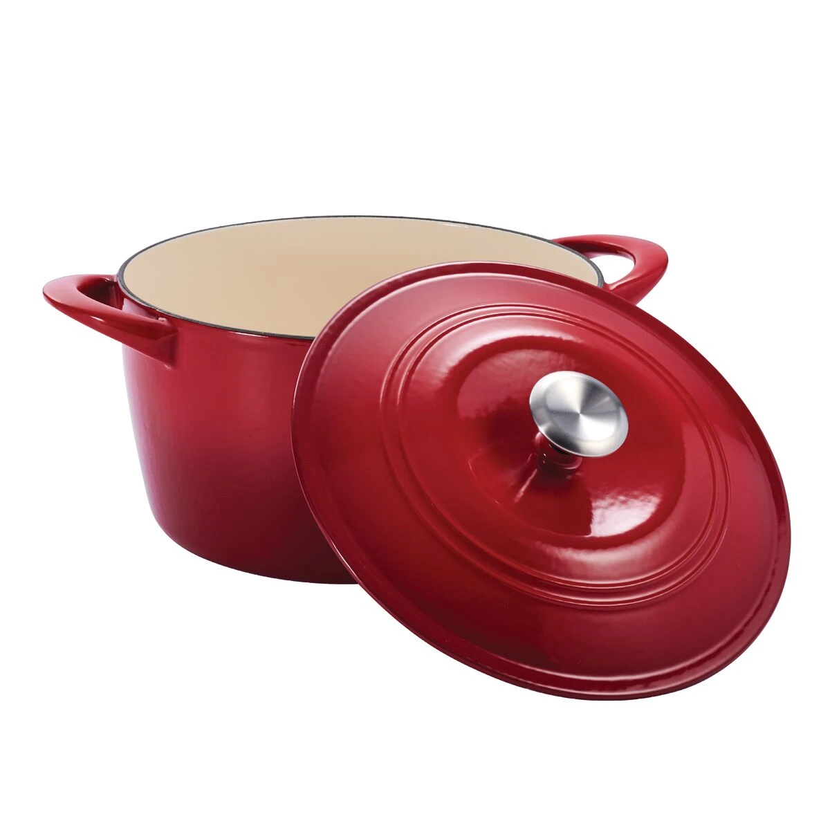 Tramontina 7 Qt Enameled Cast Iron Covered Tall Round Dutch Oven - Red 9 Tramontina 7 Qt Enameled Cast Iron Covered Tall Round Dutch Oven - Red - Image 7