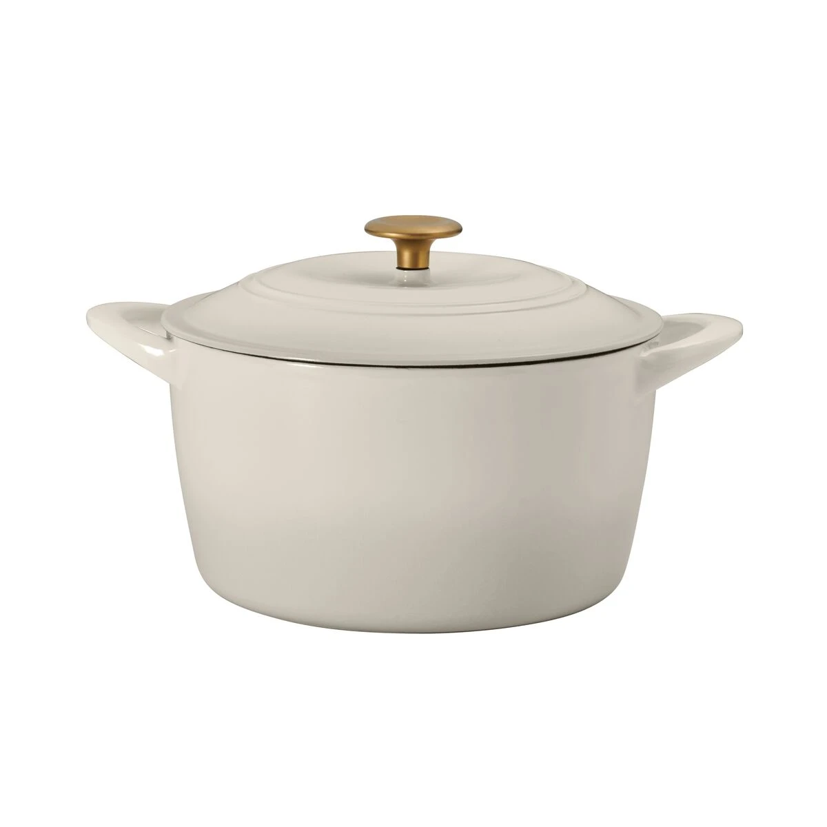 Tramontina 7 Qt Enameled Cast Iron Covered Tall Round Dutch Oven - Latte With Gold Knob 5 Tramontina 7 Qt Enameled Cast Iron Covered Tall Round Dutch Oven - Latte With Gold Knob - Image 3