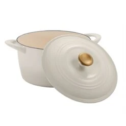 Tramontina 7 Qt Enameled Cast Iron Covered Tall Round Dutch Oven - Latte With Gold Knob 12 Tramontina 7 Qt Enameled Cast Iron Covered Tall Round Dutch Oven - Latte With Gold Knob -1 80131357IXM002G