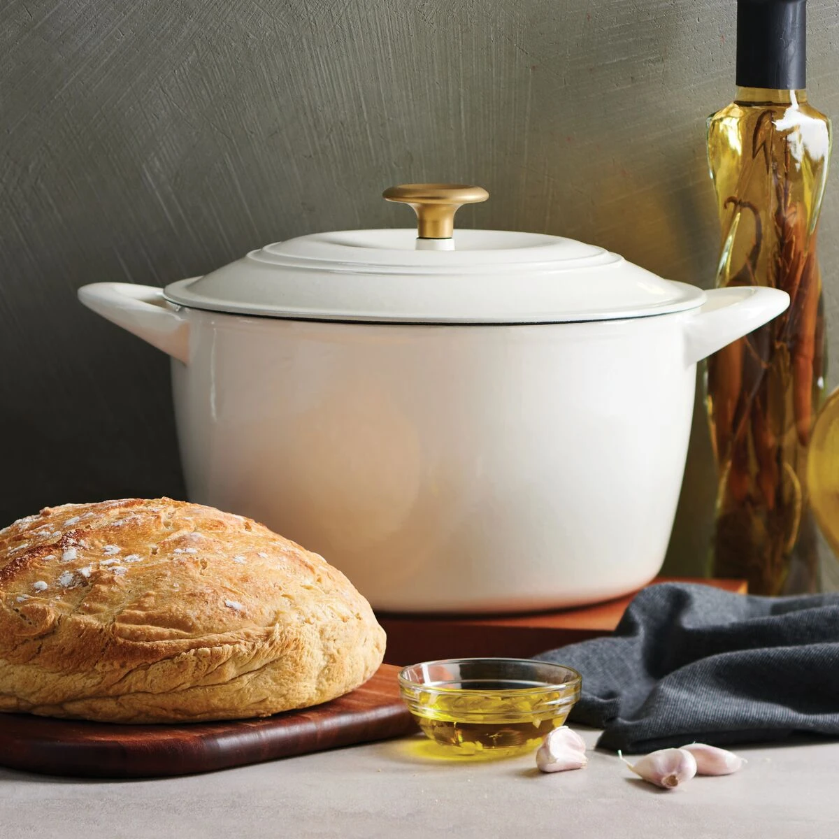 Tramontina 7 Qt Enameled Cast Iron Covered Tall Round Dutch Oven - Latte With Gold Knob 3 Tramontina 7 Qt Enameled Cast Iron Covered Tall Round Dutch Oven - Latte With Gold Knob