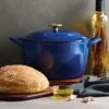Tramontina 7 Qt Enameled Cast Iron Covered Tall Round Dutch Oven - Classic Blue With Gold Knob