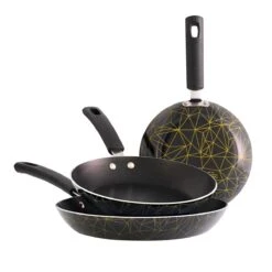 Tramontina 3 Pk Aluminum Nonstick Fry Pans - Black And Gold Pattern -1 80149059IXM001G