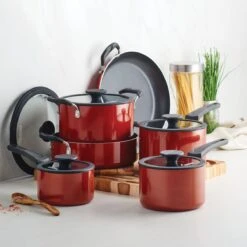 Tramontina Nesting 11 Pc Nonstick Cookware Set - Red -1 80156042IXM005G