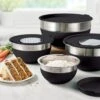 Tramontina 10 Pc Covered Stainless Steel And Silicone Mixing Bowl Set With Grating Tools - Black -1 80202048PDM001G