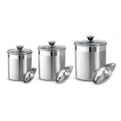 Tramontina 6 Pc Stainless Steel Covered Canister And Scoop Set 9 Tramontina 6 Pc Stainless Steel Covered Canister And Scoop Set -1 80204012IXM001G