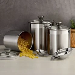 Tramontina 6 Pc Stainless Steel Covered Canister And Scoop Set