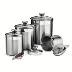 Tramontina 8 Pc Stainless Steel Covered Canister And Scoop Set 8 Tramontina 8 Pc Stainless Steel Covered Canister And Scoop Set -1 80204527IXM001G