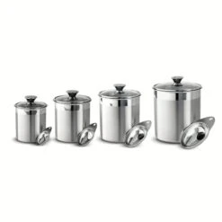 Tramontina 8 Pc Stainless Steel Covered Canister And Scoop Set 9 Tramontina 8 Pc Stainless Steel Covered Canister And Scoop Set -1 80204527IXM002G