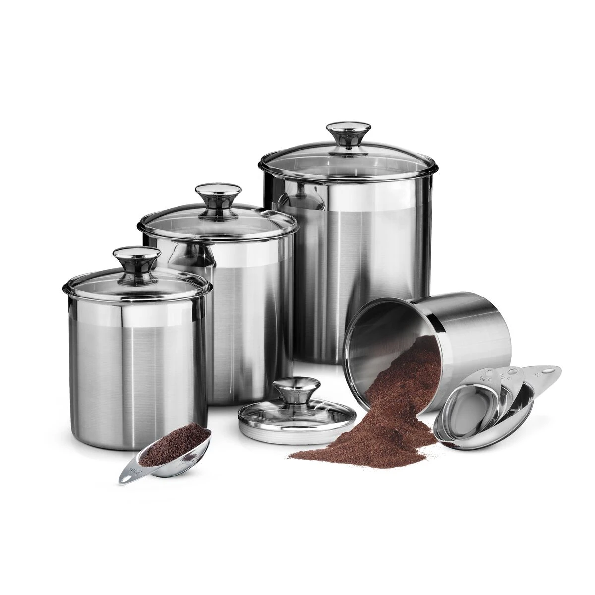 Tramontina 8 Pc Stainless Steel Covered Canister And Scoop Set 3 Tramontina 8 Pc Stainless Steel Covered Canister And Scoop Set
