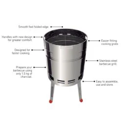 Tramontina 15.5 In Stainless Steel Round BBQ Charcoal Grill With Lid -1 80905033IXI001G