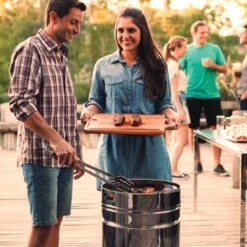 Tramontina 15.5 In Stainless Steel Round BBQ Charcoal Grill With Lid -1 80905033IXM008G