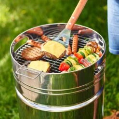 Tramontina 15.5 In Stainless Steel Round BBQ Charcoal Grill With Lid