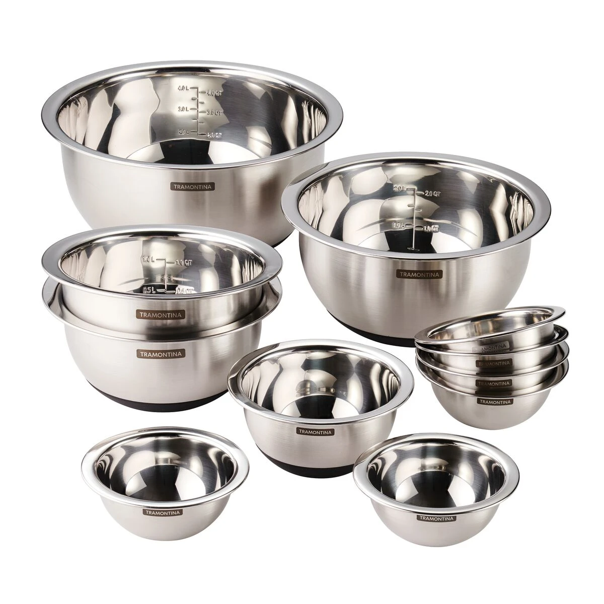 Tramontina Guru 11 Pc Stainless Steel Prep Bowl With Black Silicone Base Set 3 Tramontina Guru 11 Pc Stainless Steel Prep Bowl With Black Silicone Base Set